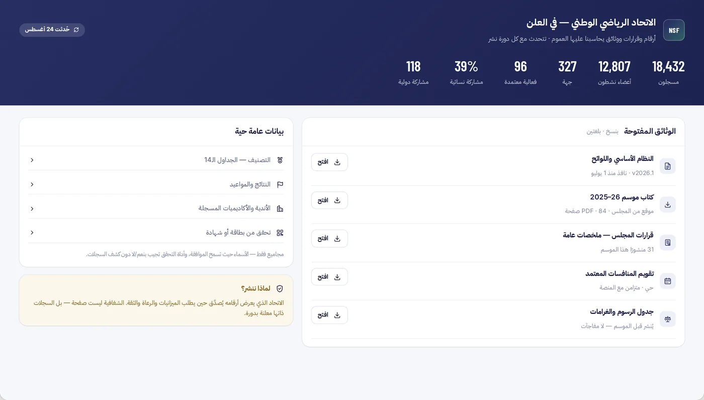 نتائج عامة ومنصة شفافه